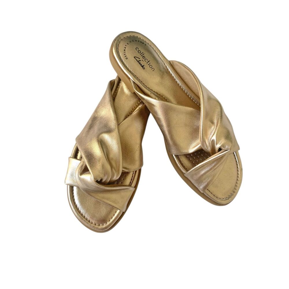Clark’s Reyna Twist Metallic Sandals Sz 7.5